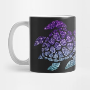 Purple Teal Ombre Faux Glitter Turtle Mug